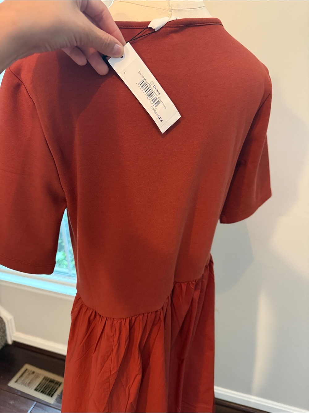 Women’s Rust Maxi Dress with Short Sleeves - Picture 3 of 4